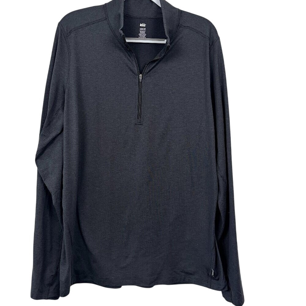 REI Co-op‎ Quarter Zip Pullover Large Tall Charcoal Black